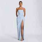 Casual long-sleeved slim-fit suspender maxi dress