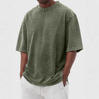 Mens Washed Color Distressed Pullover T-Shirt