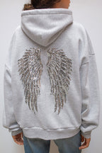 Sweet & Spicy Style Wings Sequin Casual Hoodie and Trousers